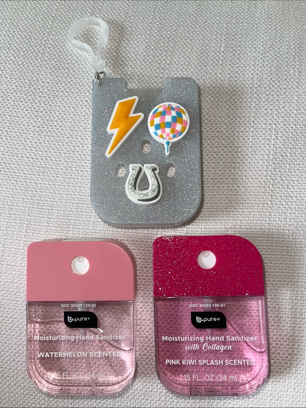 Set of 2 hand sanitizers with charms and case NWOT